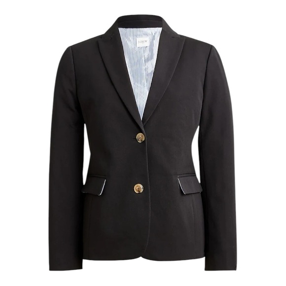 J.Crew Black Cotton‑Blend Two‑Button Blazer BP095 Gold Buttons NWT $198 Career - Picture 12 of 16